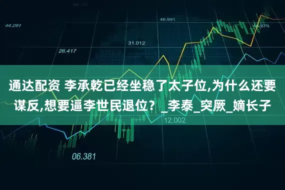 通达配资 李承乾已经坐稳了太子位,为什么还要谋反,想要逼李世民退位？_李泰_突厥_嫡长子